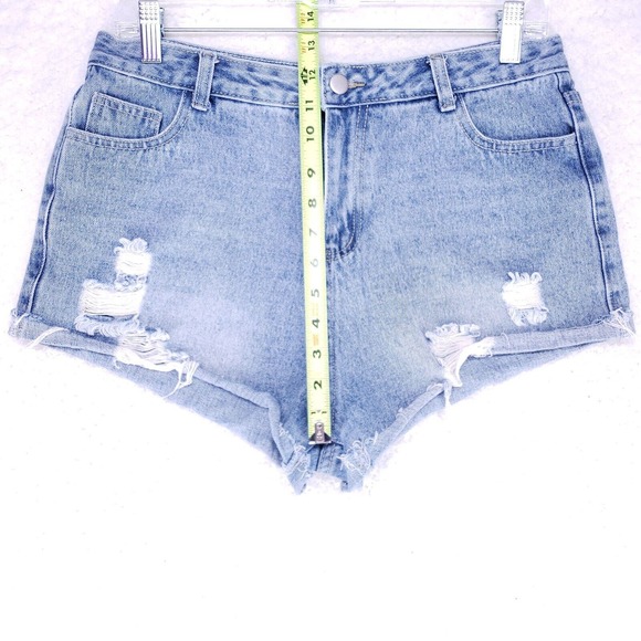 Online Shop Destroyed Cheeky Jean Shorts Women Size XL High Rise Denim Pants - Picture 3 of 6